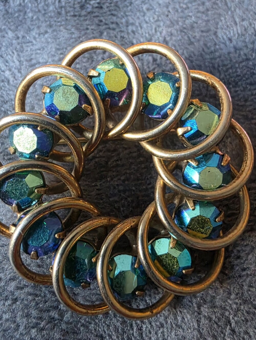 Jeweled Statement Brooch in Gold & Blue